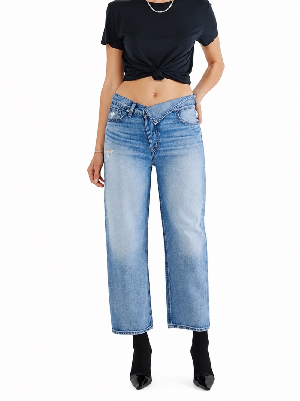 NWT Anthropologie ÉTICA Neli Crossover Crop Jeans Size 26 mid Rise